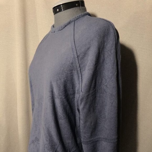 Bows print Layered Sweatshirt Top M Blue crew neck Raglan Loose fit Lined - Picture 6 of 9